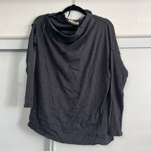 We The Free People Gray Boat Neck Oversized  Ribbed Long Sleeve Sz M Lightweight